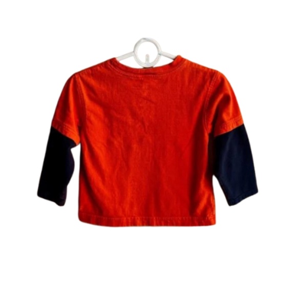 Boys Gymboree Long Sleeve Shirt. Size 3 Toddler. Orange and Navy Blue. - Picture 2 of 3